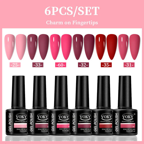 VOKY 6-Piece Set of Nail Gel, Seasonal Fashionable Nail Gel, The
