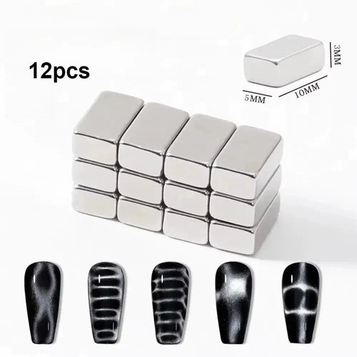 27pcs Cat Eye Magnet Cube for Nails Strong Magnetic Square Stick 9D/5D