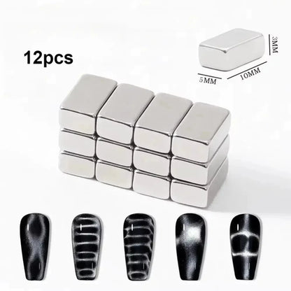 27pcs Cat Eye Magnet Cube for Nails Strong Magnetic Square Stick 9D/5D
