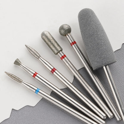 6pcs/set Diamond Sand Nail Files Drill Cuticle Polishing Bit Nail