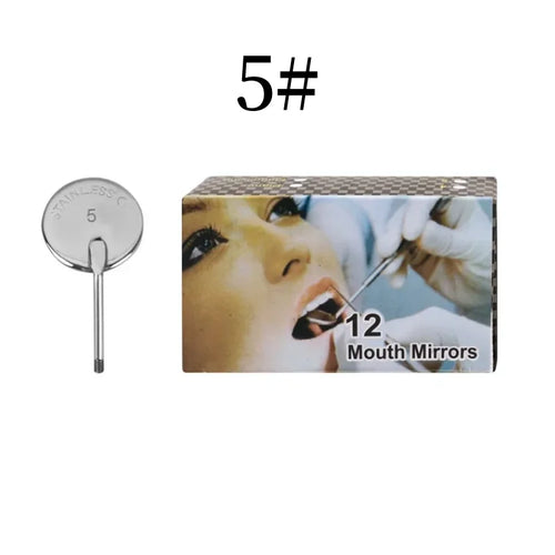 12Pcs/Box Dental Stainless Steel Mouth Mirror 4/5 Front Surface