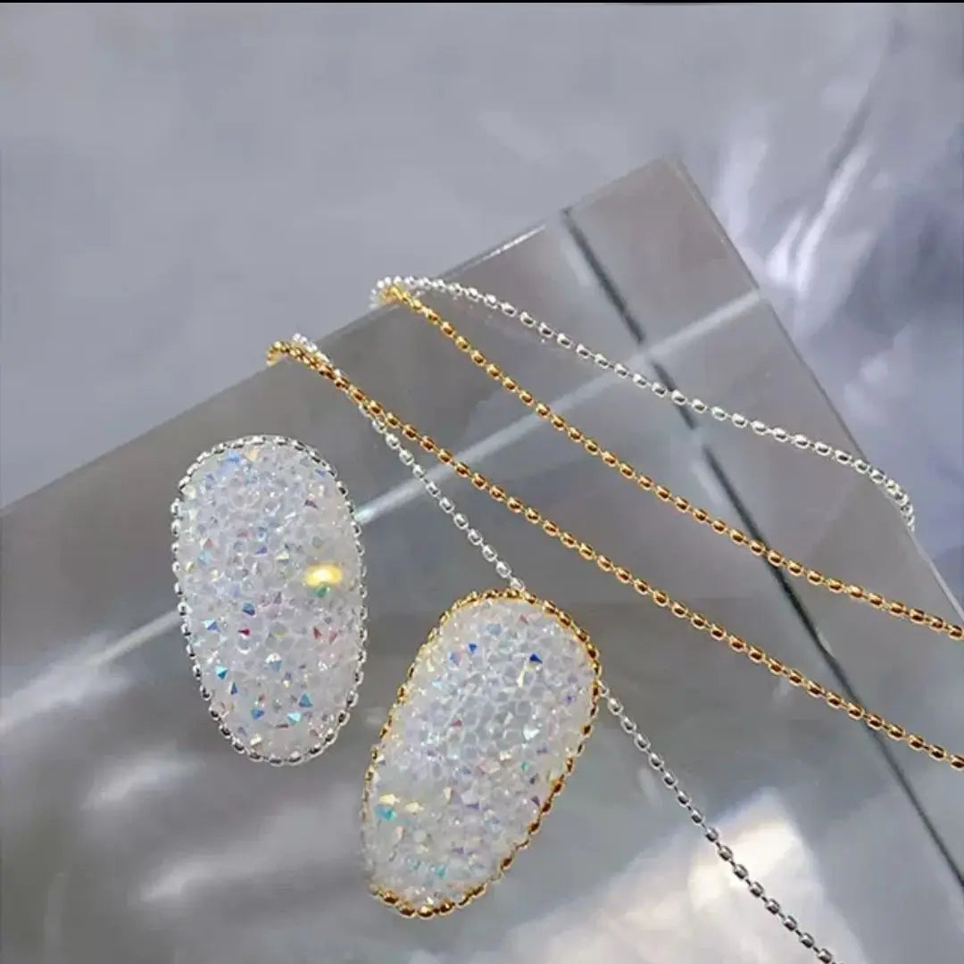 1M/Pack 0.8mm Gold Silver Nail Bead Chain Charm Ellipse Stone Nail Art