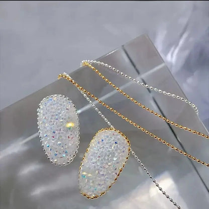1M/Pack 0.8mm Gold Silver Nail Bead Chain Charm Ellipse Stone Nail Art