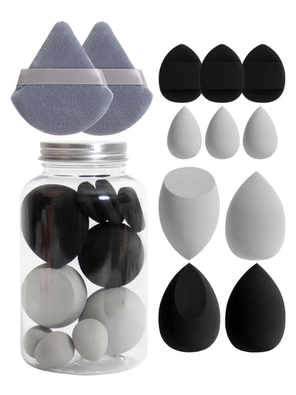 12Pcs Makeup Sponge Set with Storage Jar Latex-Free, Makeup Sponge