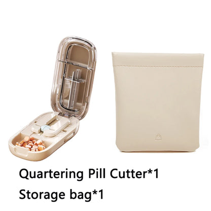 Newest Quartering Pill Cutter Storage Box Portable Drug Tablet