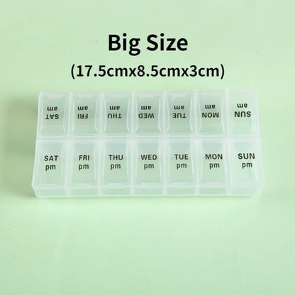 New Weekly Portable Travel Pill Cases Box 7 Days Organizer 14 Grids