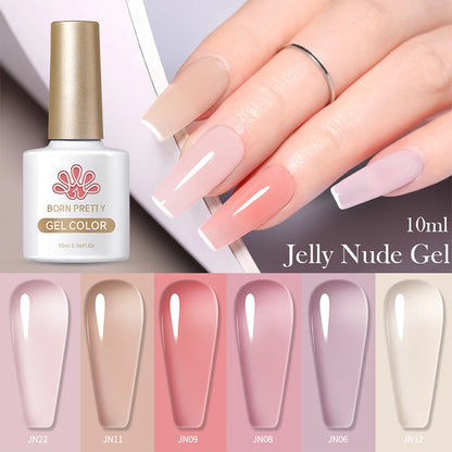 BORN PRETTY 10ml Translucent Jelly Nude Gel Nail Polish Colorful