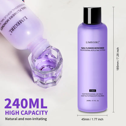 LIMEGIRL Nail Acrylic Liquid Monomer Crystal 40ml/75ml/120ml/240ml for