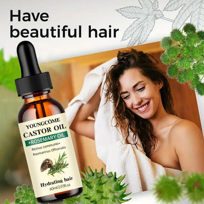 Mix Castor Oil and Rosemary Oil for Hair Growth,Reduce Hair Loss and