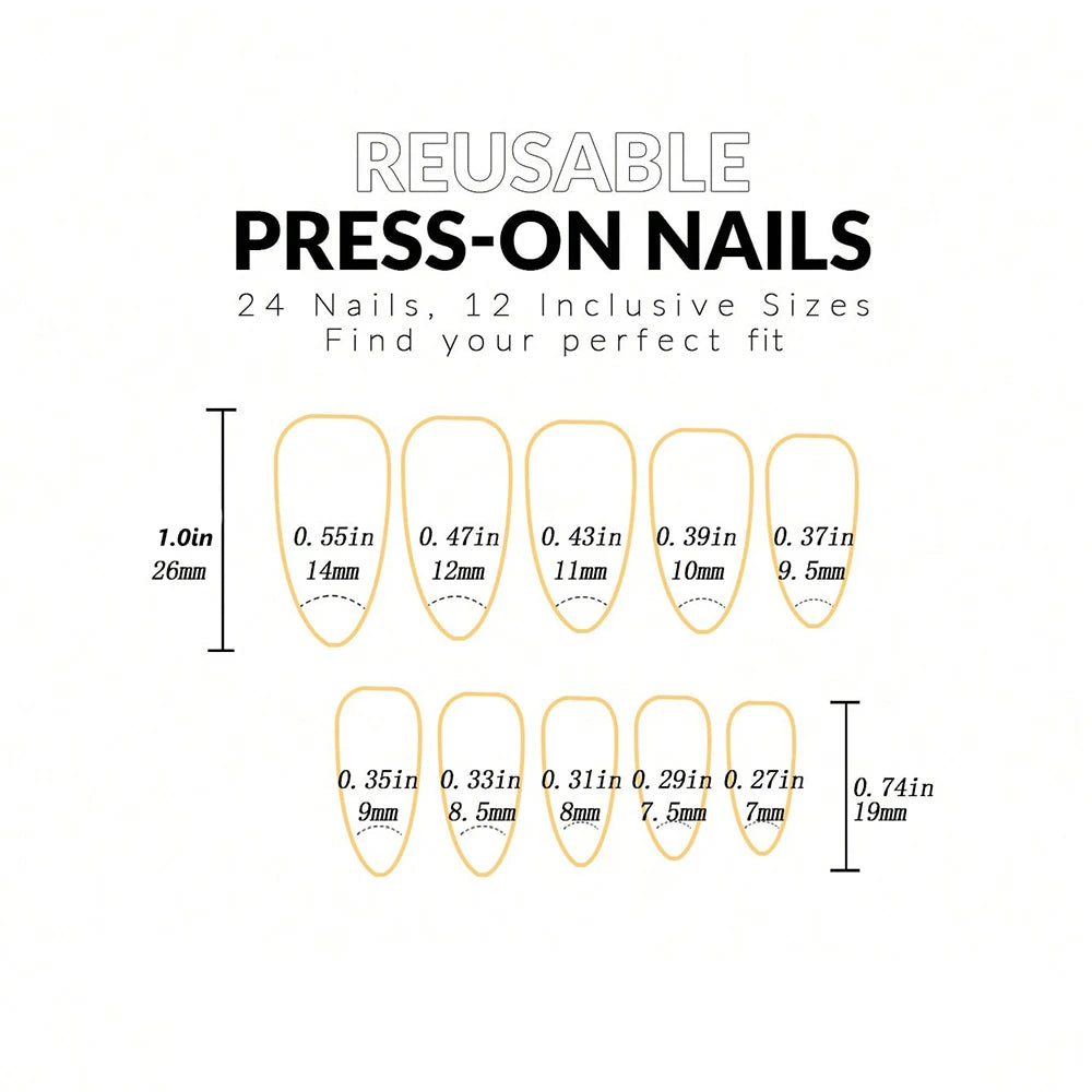 ARTAUG 24PCS Press On Nails Short Almond Wine Red High Saturation Fake