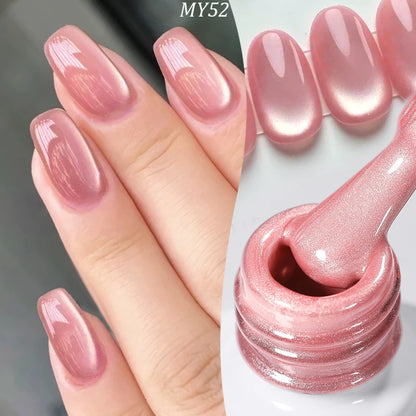 BORN PRETTY 10ml Pink Glass Bead Cat Magnetic Gel Nail Polish Spring