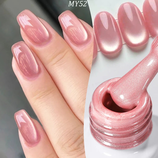 BORN PRETTY 10ml Pink Glass Bead Cat Magnetic Gel Nail Polish Spring