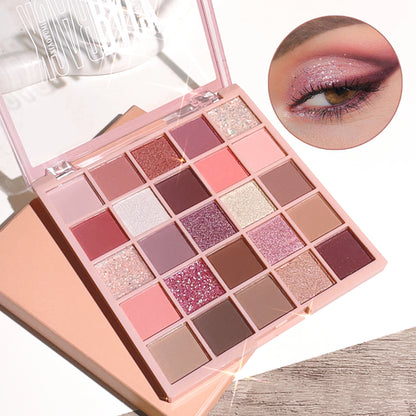 25 Colors Eyeshadow Palette High Gloss Cement Grey Rose Brown Color