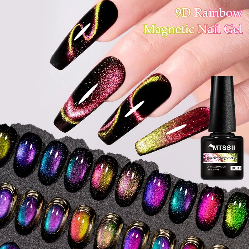 9D Rainbow Cat Magnetic Gel Nail Polish Chameleon Galaxy Effect