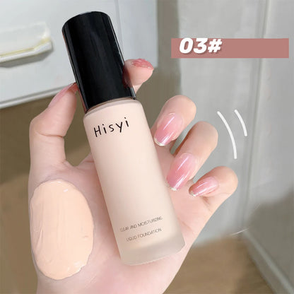 Liquid foundation naturally covers flaws without sticking powder,