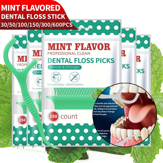 Smooth Mint Floss Stick - Cleaning interdental care for oral health,