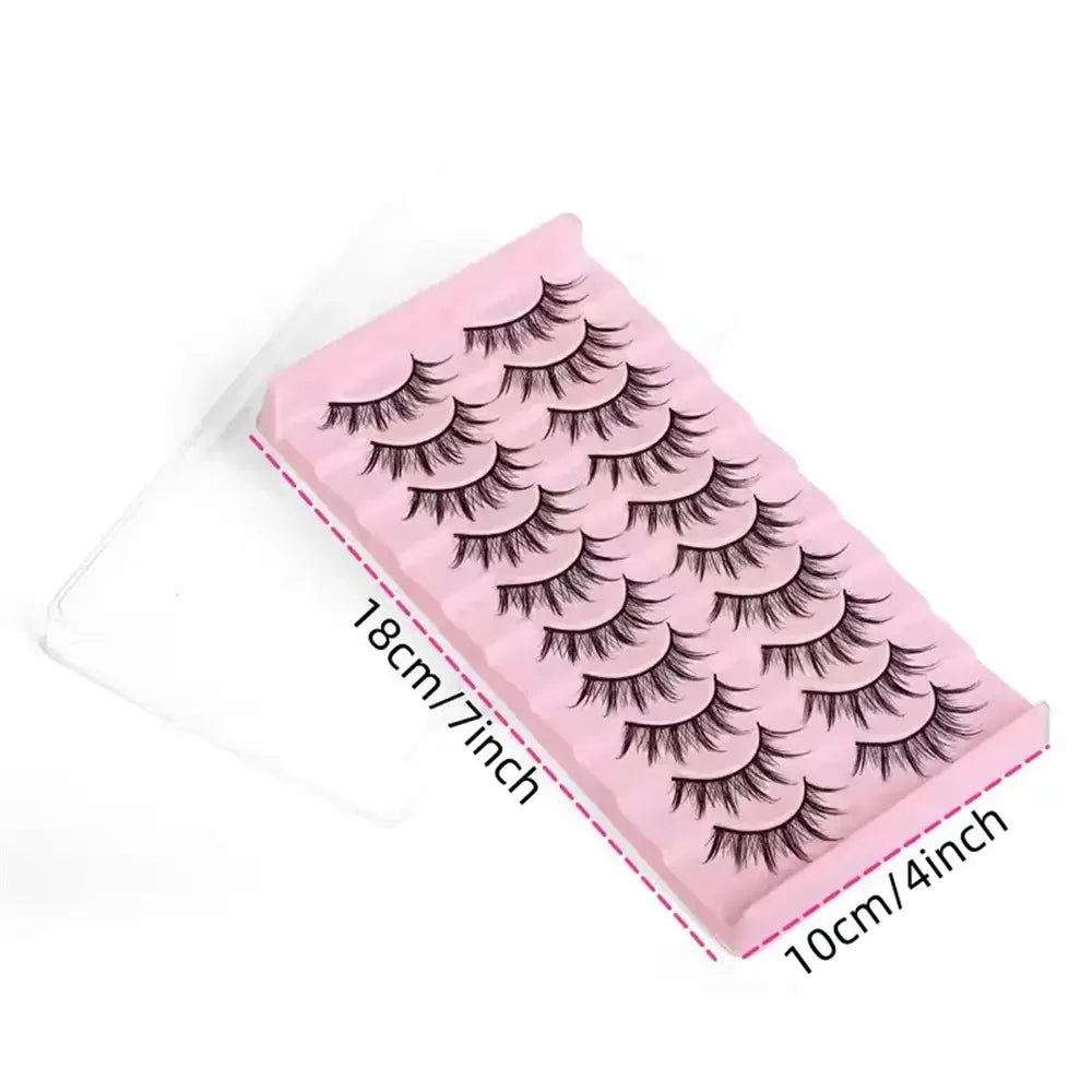 10 Pairs Of False Eyelashes Fluffy Cat Eyes - Extra Long And Thick For