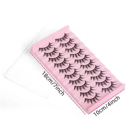 10 Pairs Of False Eyelashes Fluffy Cat Eyes - Extra Long And Thick For