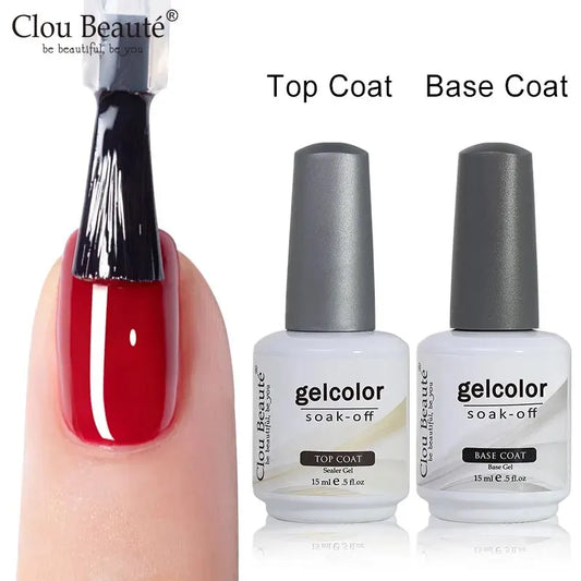 Clou Beaute No Wipe Top Coat Base Coat UV Gel Nail Art Tips Manicure