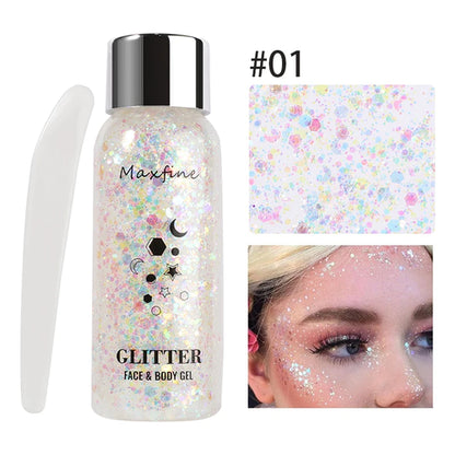Body Glitter Gel Sequins Long Acting Face Eyes Hair Prom Party Mermaid