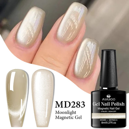 MSRUIOO 8ml Moonlight Cat Magnetic Nail Gel Polish Glitter Pink Silver
