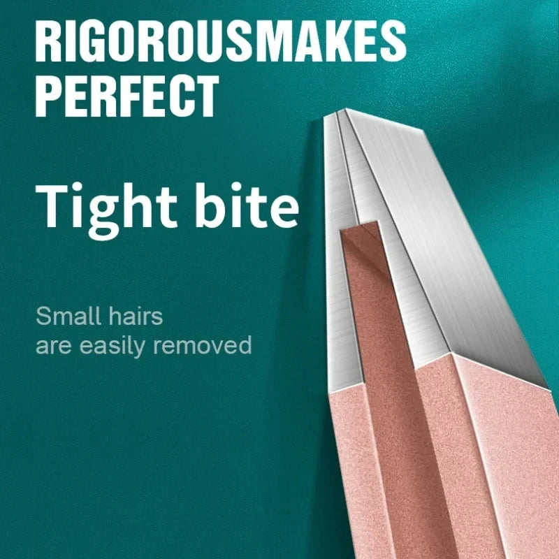 4 Sets of Pink Tweezers for Daily Cleaning of Eyebrows, Eyelashes and