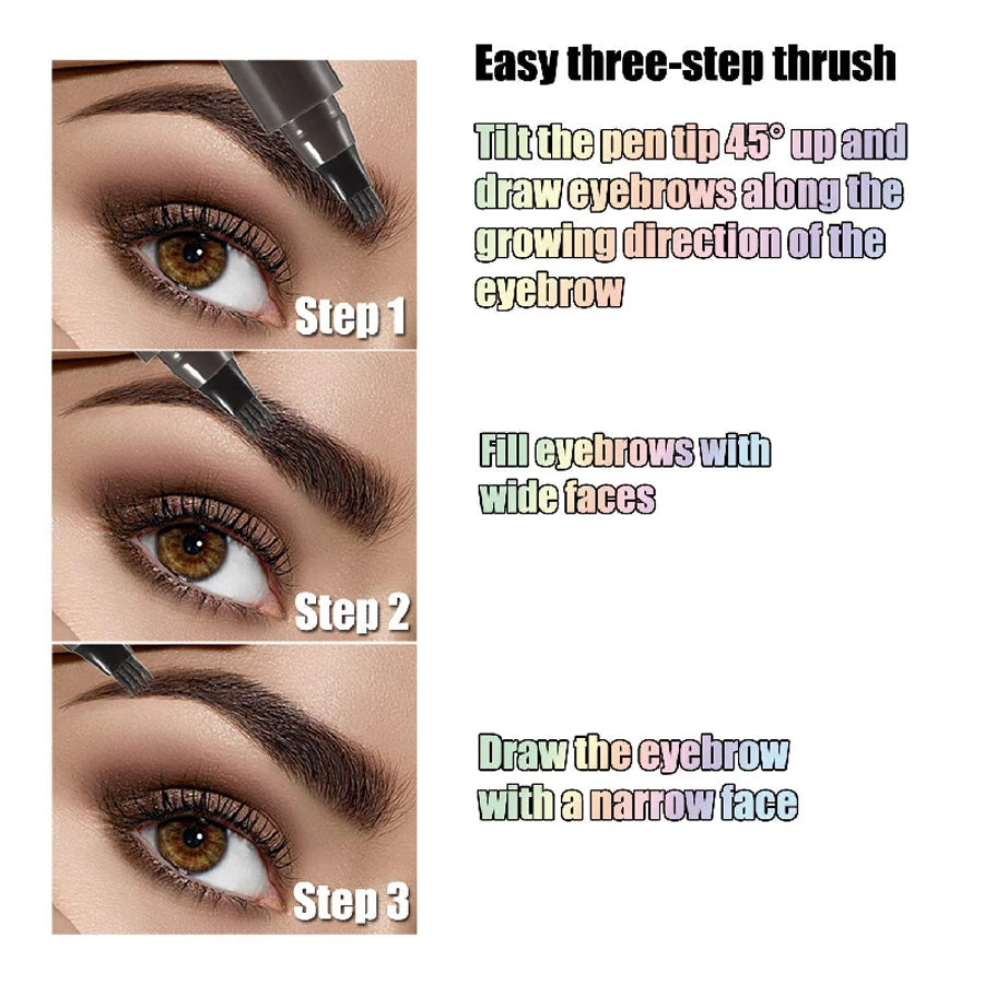Waterproof Eyebrow Pen, Microblading Eyebrow Pencil With 4 Split Head,