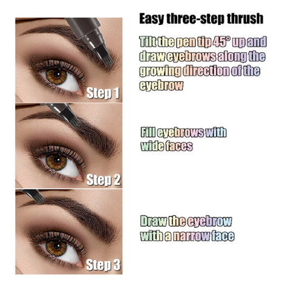 Waterproof Eyebrow Pen, Microblading Eyebrow Pencil With 4 Split Head,