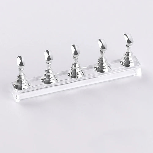 5pcs/Set Magnetic Nail Holder False Nail Tip Practice Stand Crystal