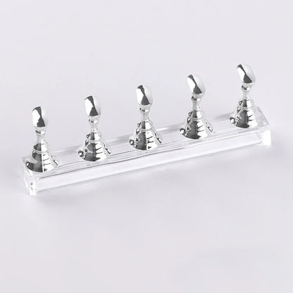 5pcs/Set Magnetic Nail Holder False Nail Tip Practice Stand Crystal