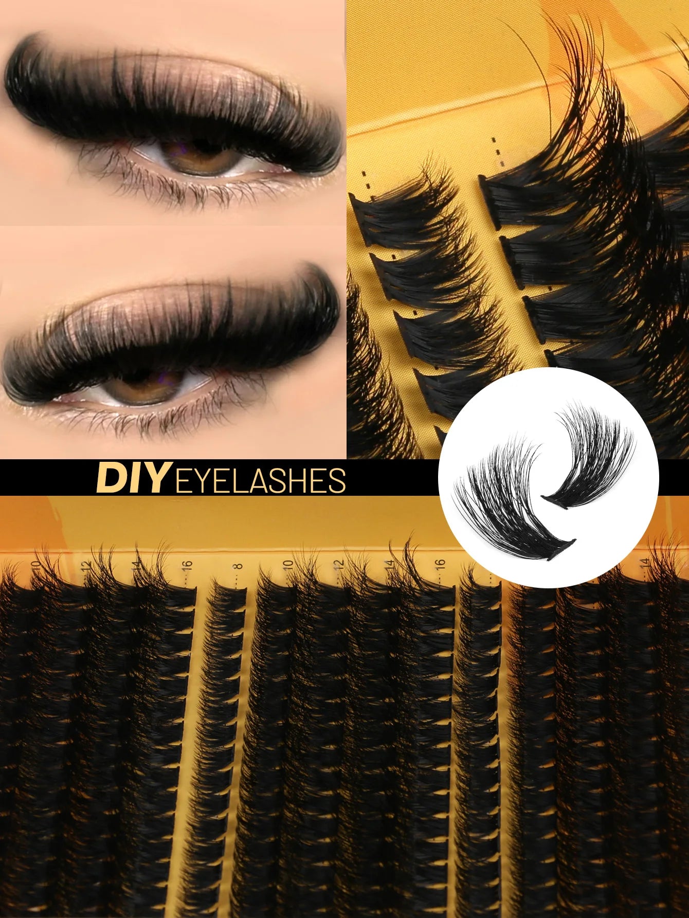 GROINNEYA Cluster Lashes DIY Eyelash Extension C Curl Long Individual