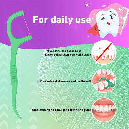 Smooth Mint Floss Stick - Cleaning interdental care for oral health,