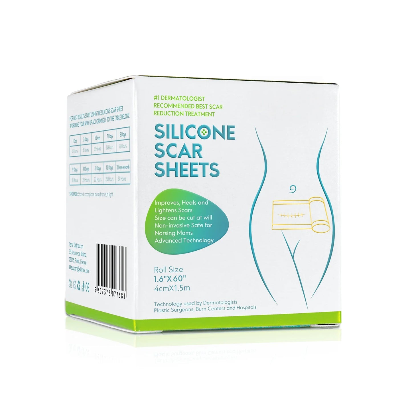 4cm X 150cm Silicone Scar Sheets , 1 Roll Self-Adhesive Scar Cover