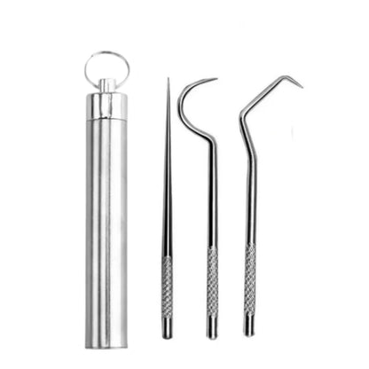 Stainless Steel Toothpick Set Tooth Flossing Reusable Toothpicks