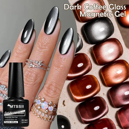7ml Dark Coffee Glass Magnetic Gel Nail Polish Gentle Moonlight Gel