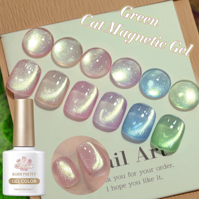 BORN PRETTY 10ml Green Cat Magnetic Gel Ultra Shine Holographic