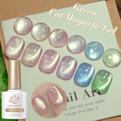 BORN PRETTY 10ml Green Cat Magnetic Gel Ultra Shine Holographic