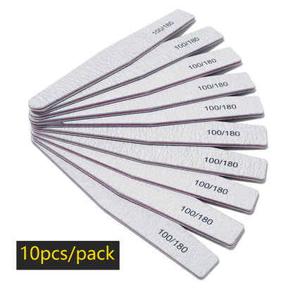 Lurayee Nail File Buffer 100/180 Grit Half Moon Double Side Sandpaper