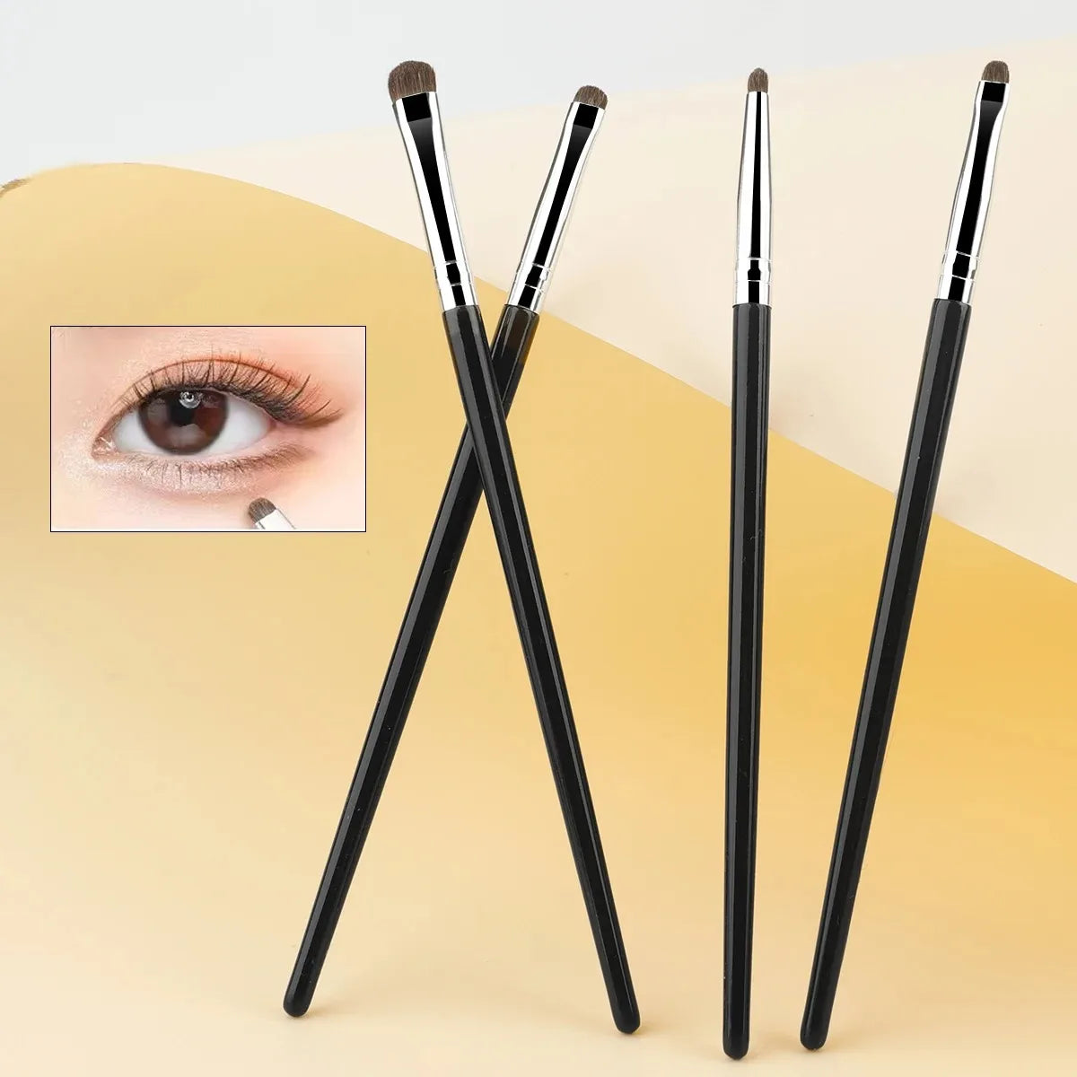 4-Piece Eye Detail Brush Set - Precision Mini Makeup Brushes for