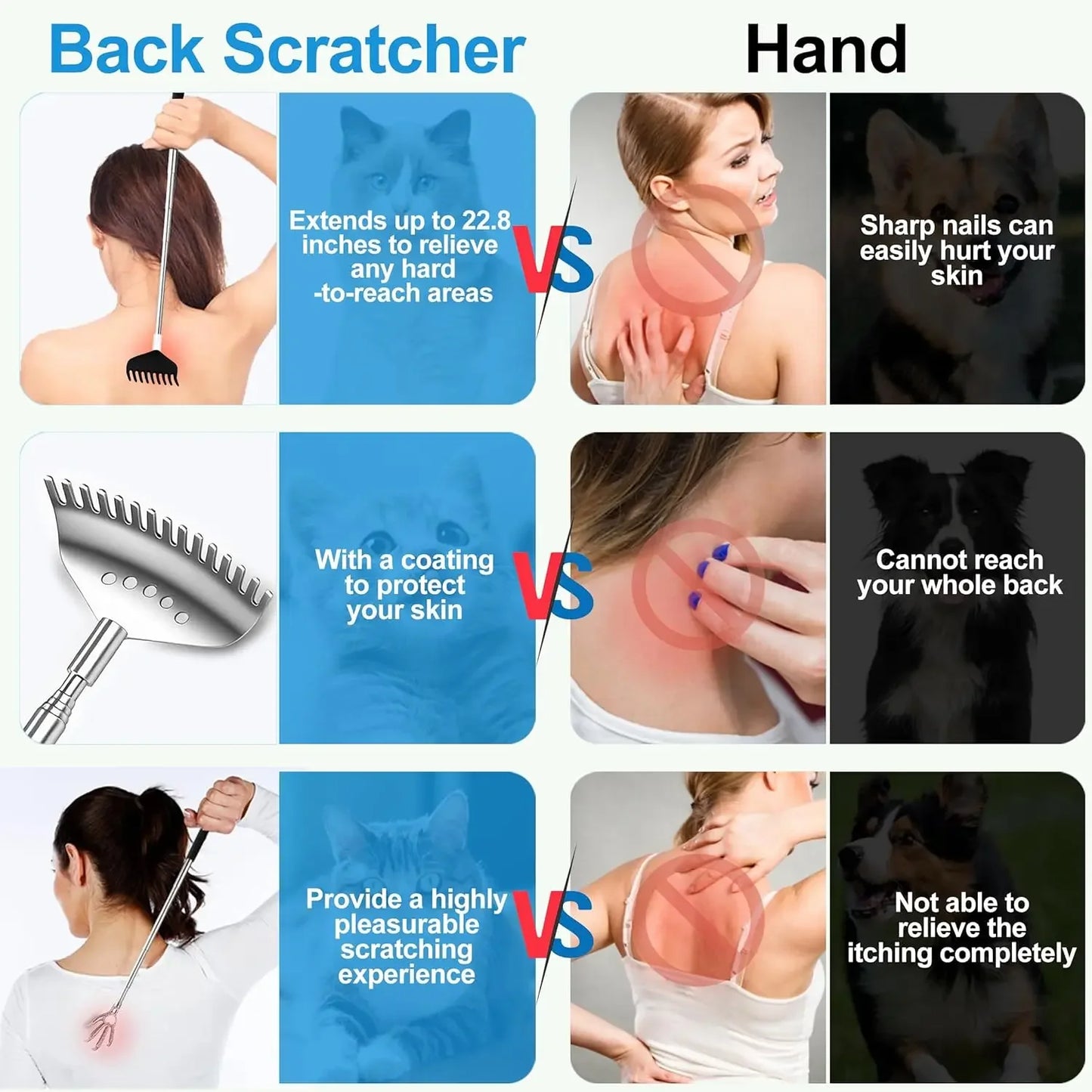 Telescopic Back Scratcher Ergonomic Back Scratchers Extendable Metal