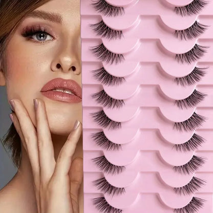 Half eyelashes, natural appearance 10 pairs of thick cat eyelashes