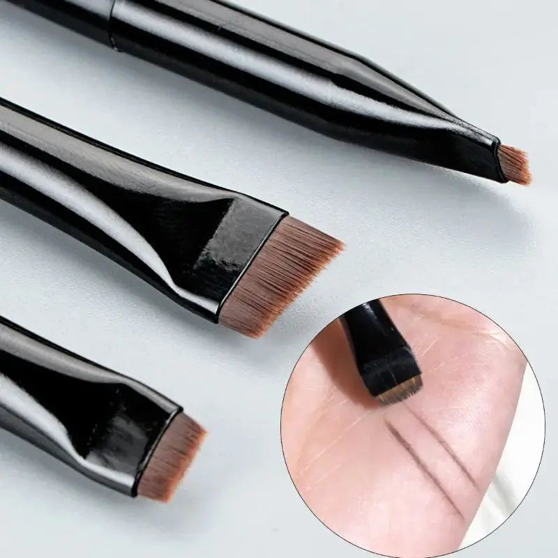 3-Piece Eyeliner & Eyebrow Brushes Set - Ultra-Fine & Flat Tips for