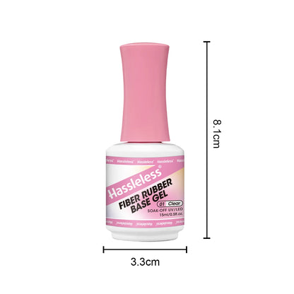 Hassleless 15ml single tube fiber base gel nail polish, clear,