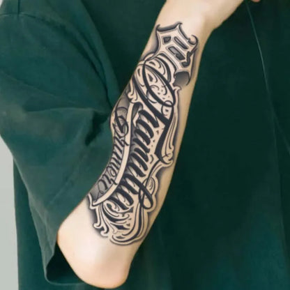 1Pc Handwritten Font Arm Waterproof Temporary Tattoo, Long-Lasting 1-2