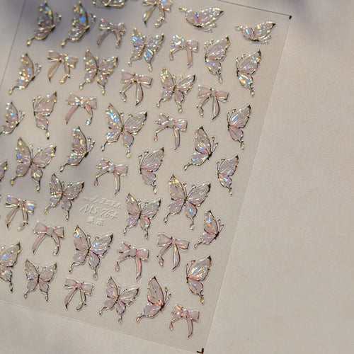 Jelly Butterfly 5D Nail Art Sticker Rhinestone Crystal Charming Shiny