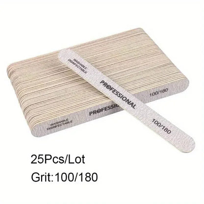 10/25/50Pcs Nail File 100/180/240 Wooden Sanding Buffer Block Pedicure