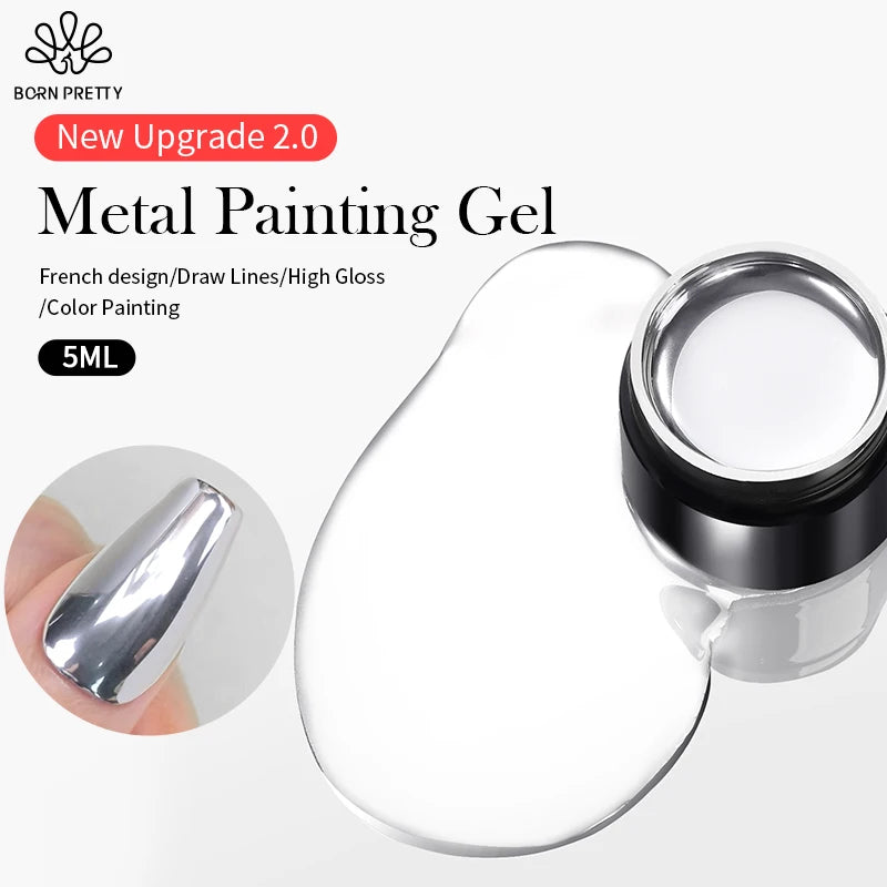 BORN PRETTY 5ml Metallic Painting Gel Polish Strong Silver Effection