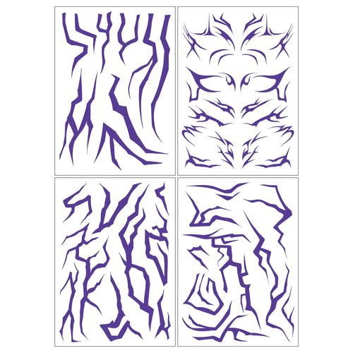 4PCS KPop Temporary Tattoo Set Purple Colorful Patters Bithday Party