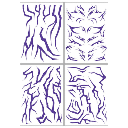 4PCS KPop Temporary Tattoo Set Purple Colorful Patters Bithday Party