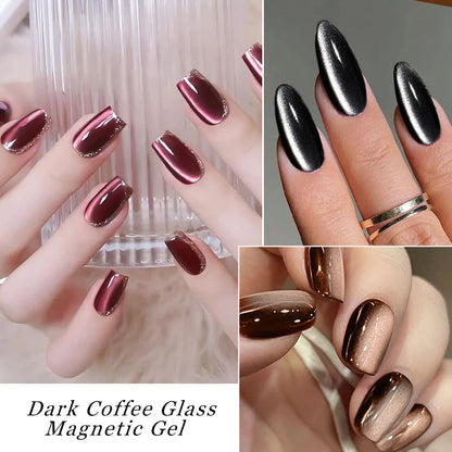 7ml Dark Coffee Glass Magnetic Gel Nail Polish Gentle Moonlight Gel